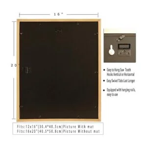 KAOIKO Marco de 16 x 20 pulgadas madera maciza blanca con_5