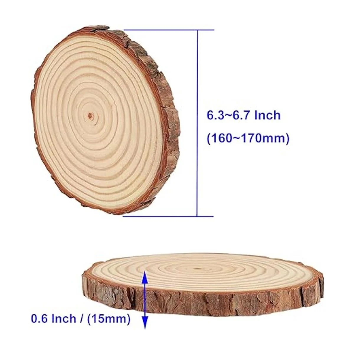 KOHAND 12 piezas de rodajas de madera de 6 a 7 pulgadas_2