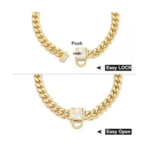 PRADOG Collar de cadena dorada para perro con hebilla de_5