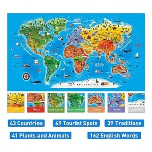 Mideer Rompecabezas de mapa mundial para niños de 4 a 8_3