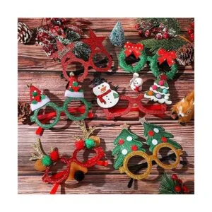 24 piezas de marco de gafas de Navidad con purpurina para_3