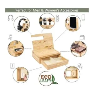 EcoLeafy Organizador de mesita de noche estación de_4