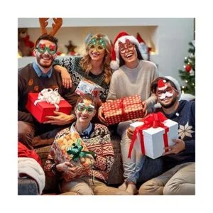24 piezas de marco de gafas de Navidad con purpurina para_5