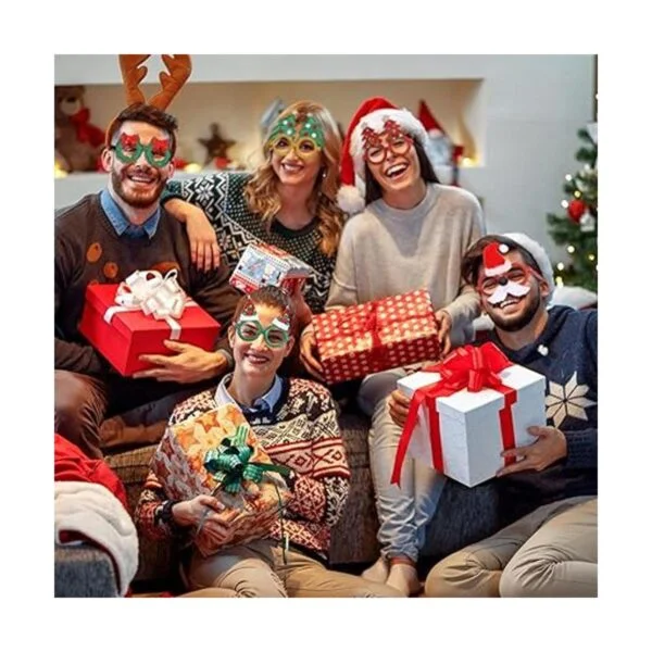 24 piezas de marco de gafas de Navidad con purpurina para_5