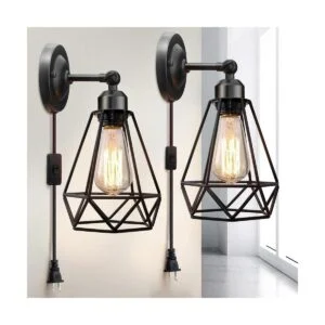 Aplique de pared enchufable aplique de pared con jaula de_1