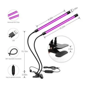 Lámpara LED UV de doble cabeza luz negra de 20 W con clip_2