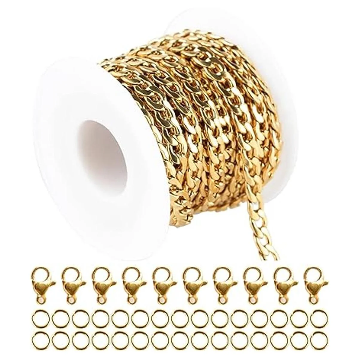 UMAOKANG Cadena cubana de oro de acero inoxidable de 16.4_1