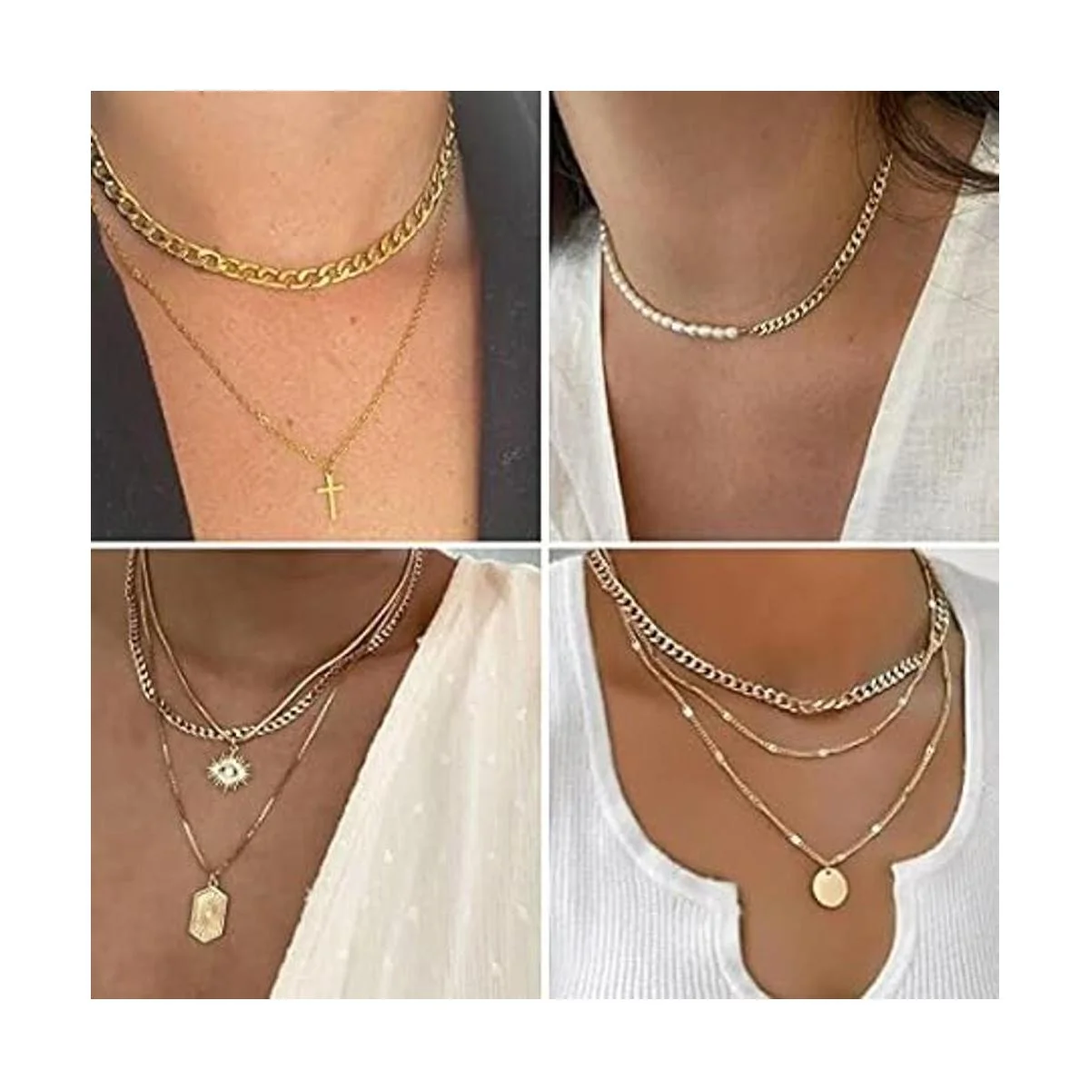 UMAOKANG Cadena cubana de oro de acero inoxidable de 16.4_5