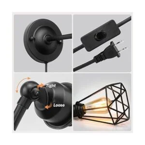 Aplique de pared enchufable aplique de pared con jaula de_5