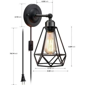 Aplique de pared enchufable aplique de pared con jaula de_2