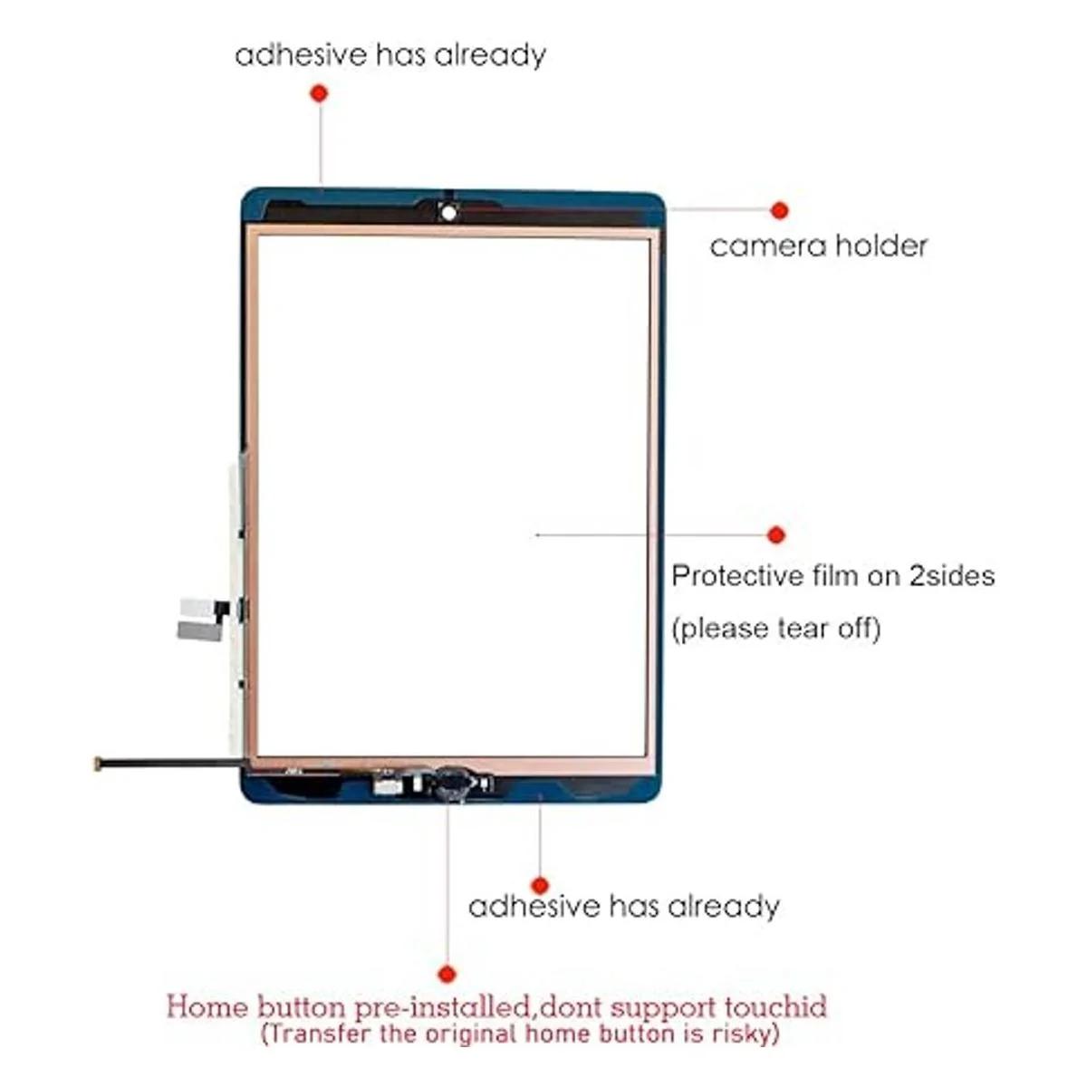 Kit de cristal táctil digitalizador de repuesto para iPad_2