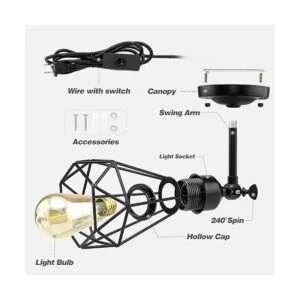 Aplique de pared enchufable aplique de pared con jaula de_4