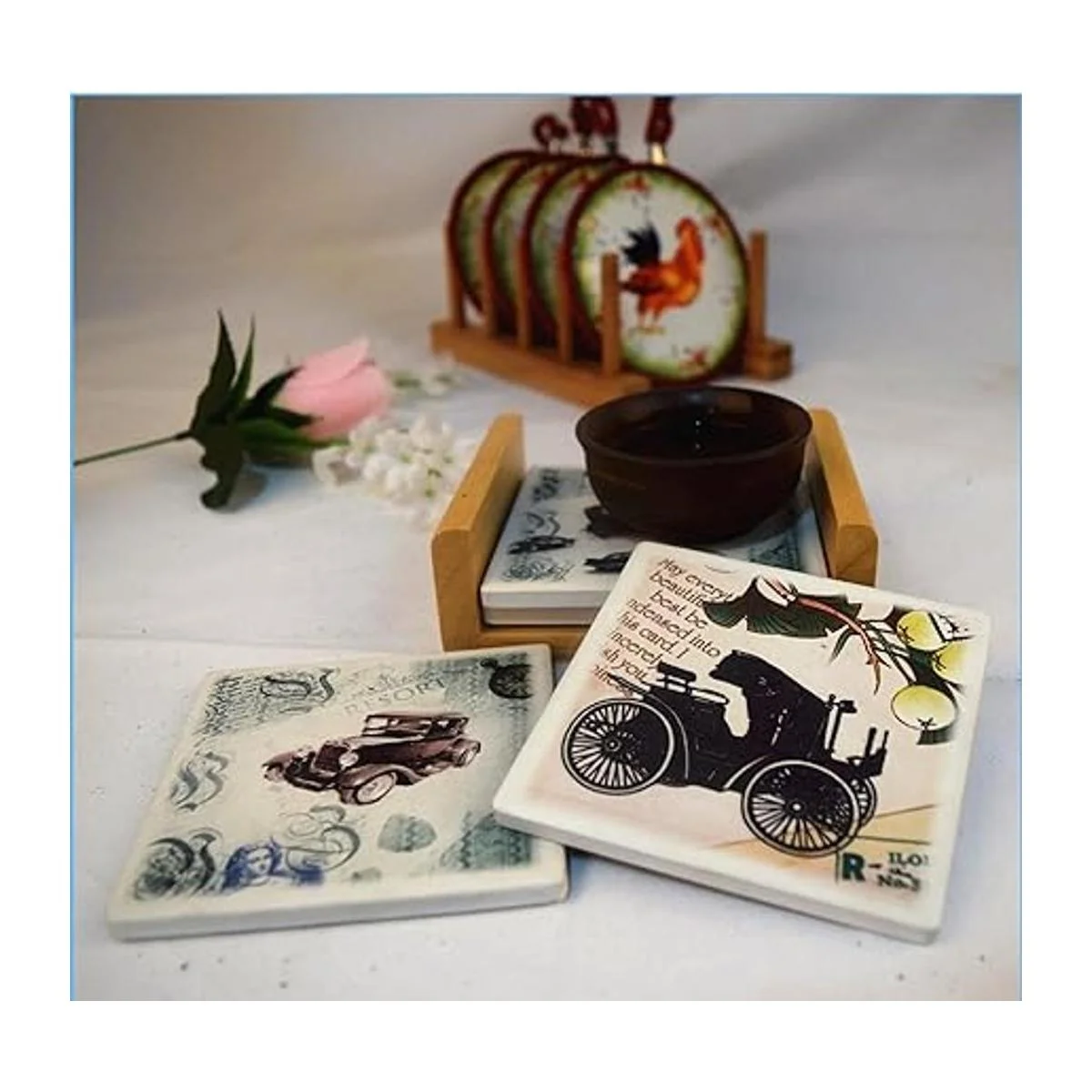 12 azulejos de cerámica para posavasos color blanco 4 x_6