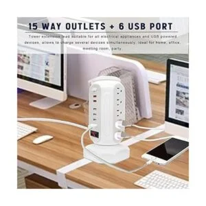 Torre de alimentación con 15 tomacorrientes 6 puertos_6