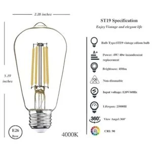 Paquete de 12 bombillas LED Edison equivalente a 40 W_4