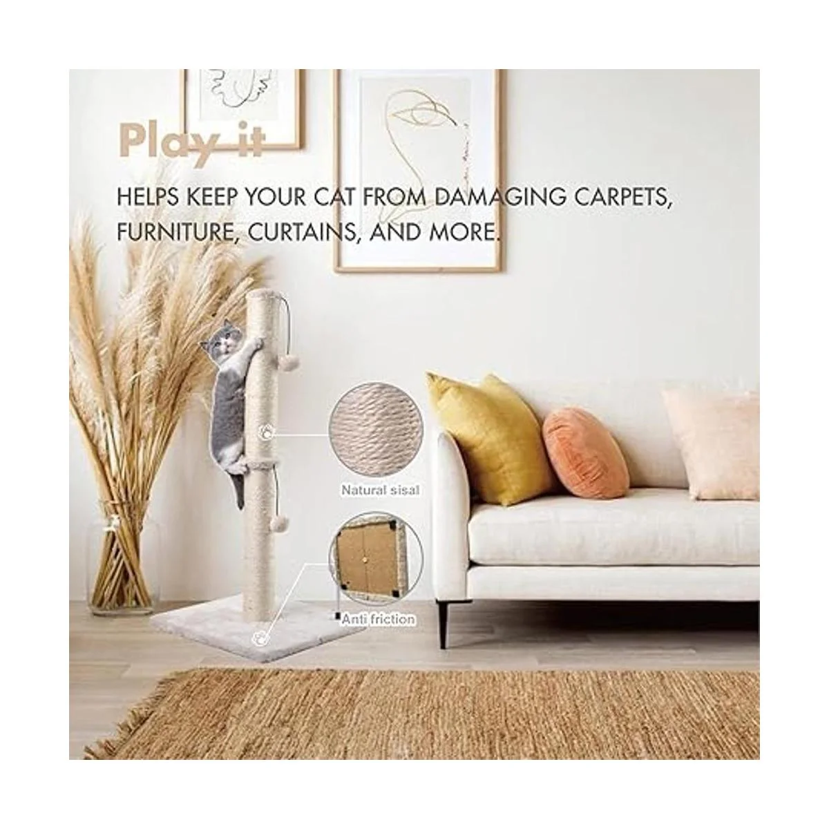 MECOOL Poste rascador de sisal de alta calidad con_3