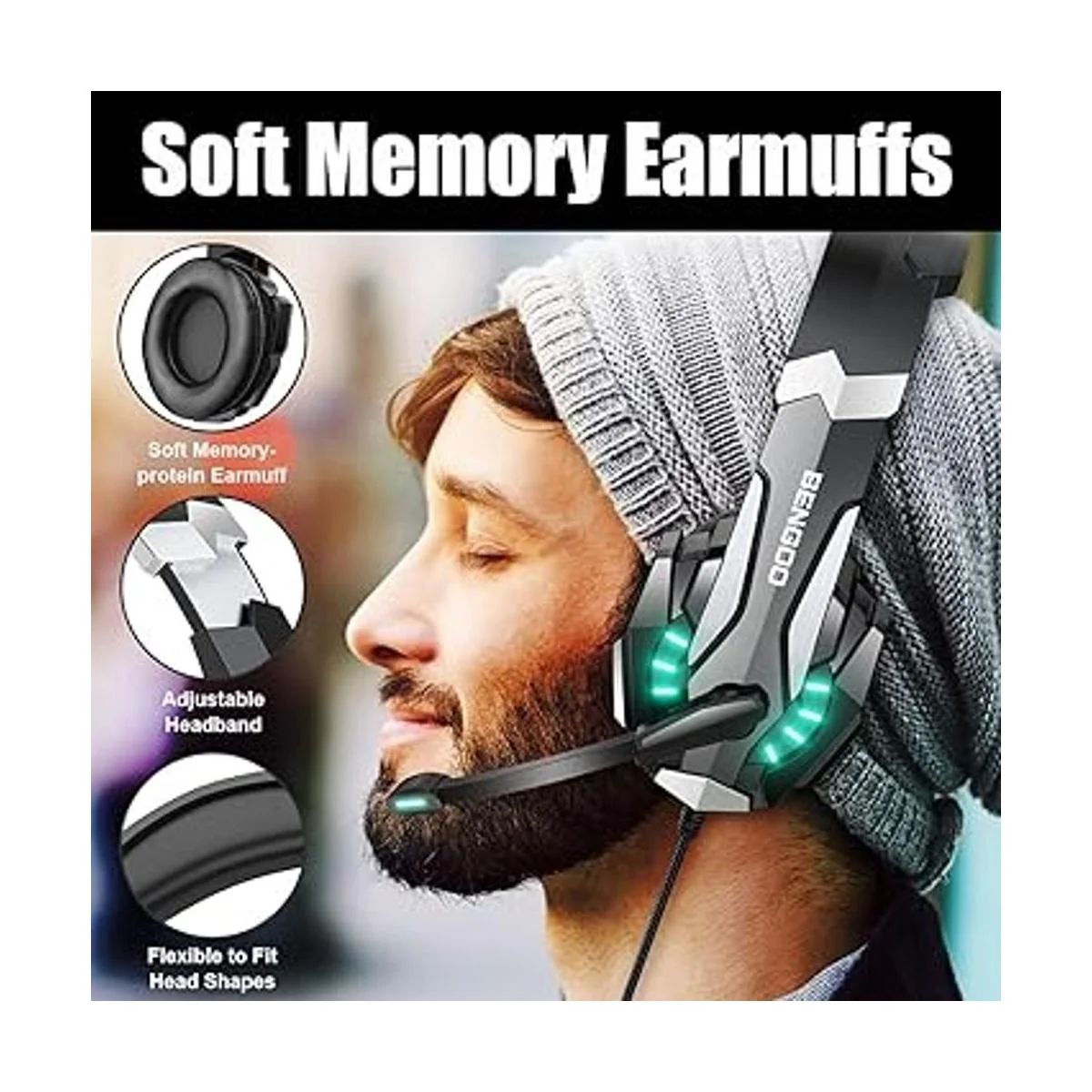 BENGOO Auriculares estéreo G9000 para PS4 PC Xbox One PS5_3