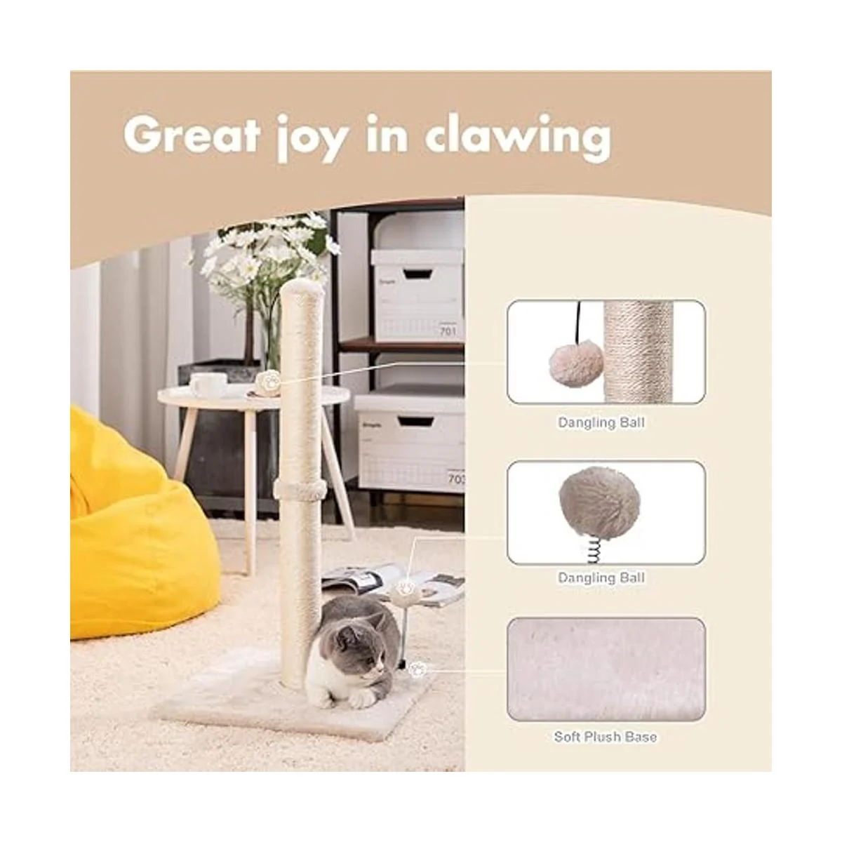 MECOOL Poste rascador de sisal de alta calidad con_2