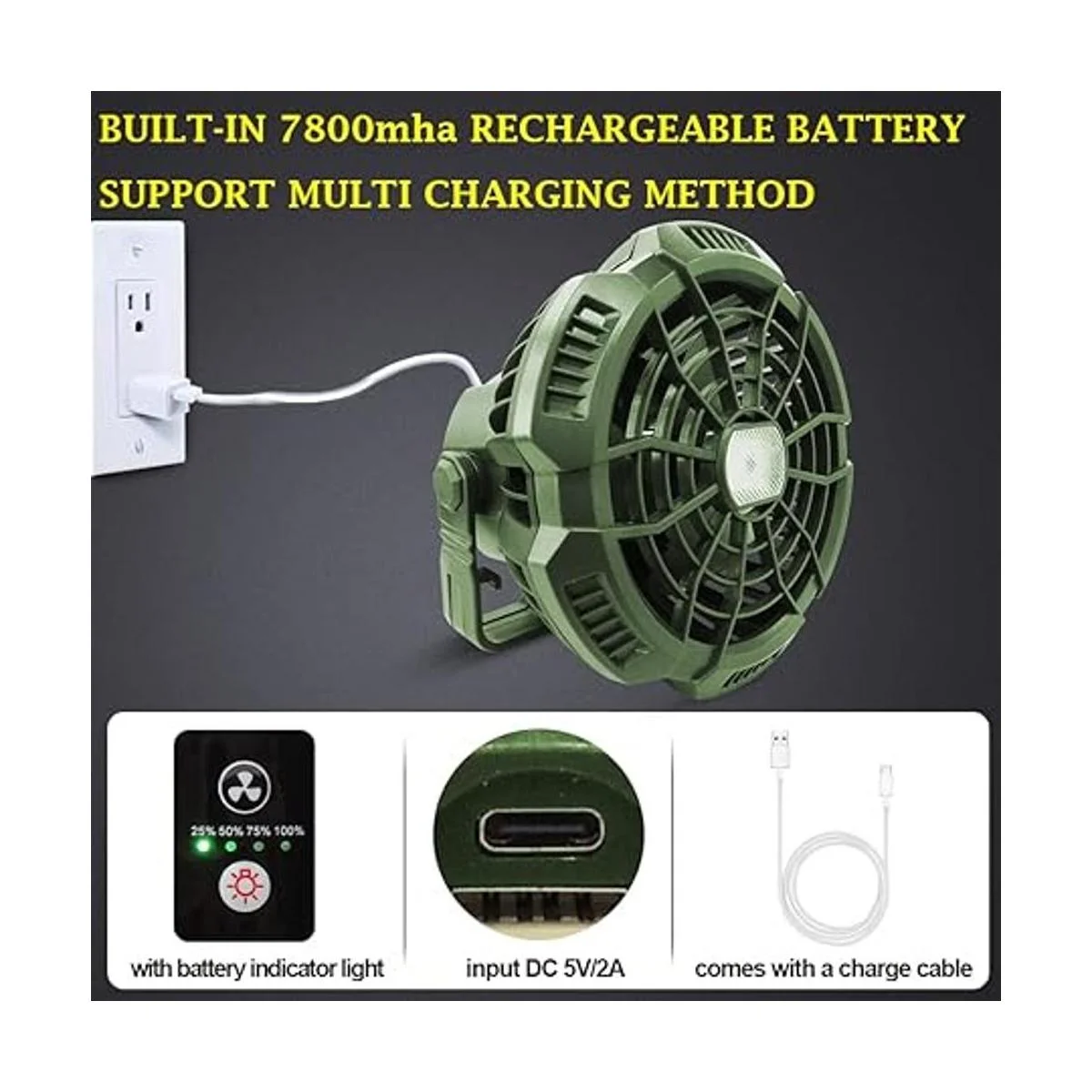 ayamaya Ventilador de tienda de campaña recargable con luz_4