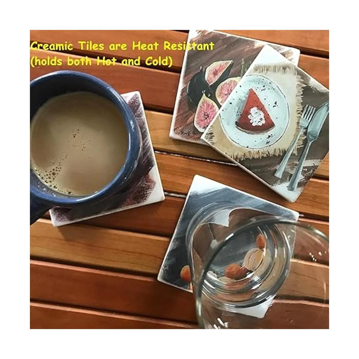 12 azulejos de cerámica para posavasos color blanco 4 x_4