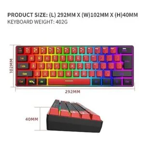 Snpurdiri Teclado 60 para videojuegos con cable mini_5