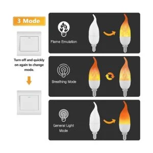 Lpraer Paquete de 6 bombillas LED E12 con efecto de llama_3