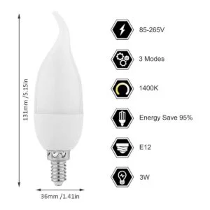Lpraer Paquete de 6 bombillas LED E12 con efecto de llama_5