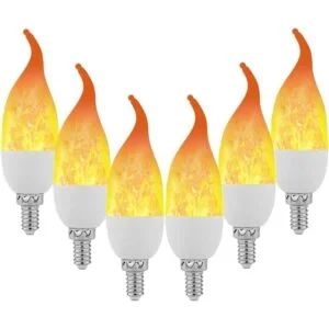 Lpraer Paquete de 6 bombillas LED E12 con efecto de llama_1