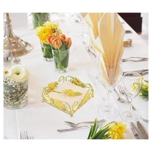 Servilletero plano dorado con brazo de peso para cocina_4