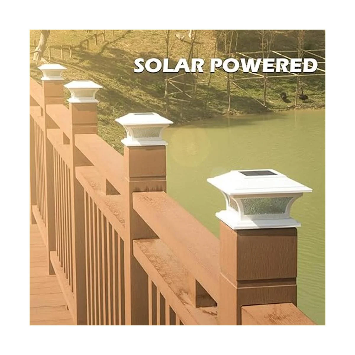 Siedinlar Luces solares para postes de vidrio para_2