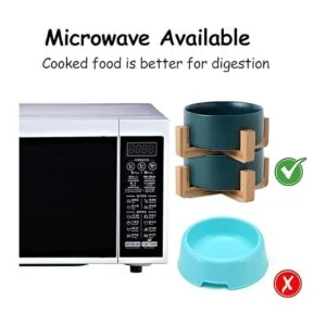 Petygooing Ceramic Dog Cat Bowl Dish with Stand for Food_2