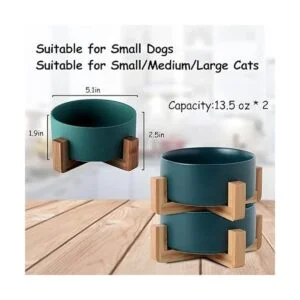 Petygooing Ceramic Dog Cat Bowl Dish with Stand for Food_4