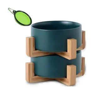 Petygooing Ceramic Dog Cat Bowl Dish with Stand for Food_1
