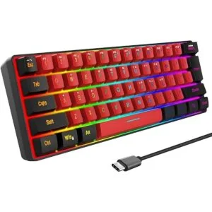 Snpurdiri Teclado 60 para videojuegos con cable mini_1