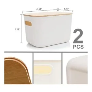 Citylife 2 cubos de almacenamiento con tapas de bambú_2