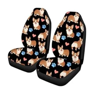 JOAIFO Cute Corgi Juego completo de 2 fundas de asiento_1