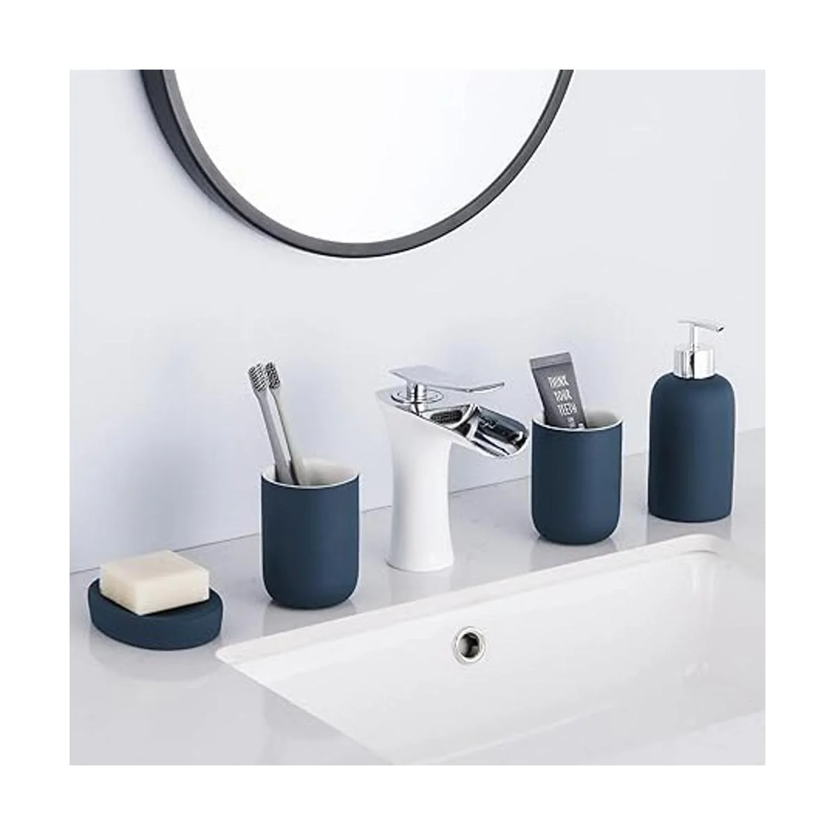 DUFU Juego de accesorios de baño azul de 4 piezas juego_5