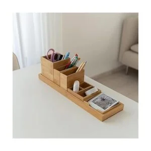 ROCDEER Bandeja de tocador de bambú 6 piezas juego de_4