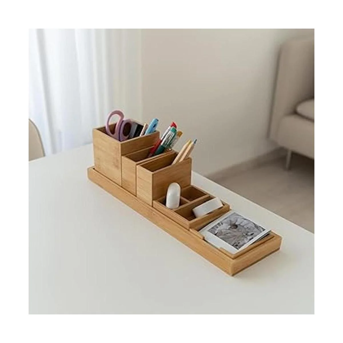 ROCDEER Bandeja de tocador de bambú 6 piezas juego de_4