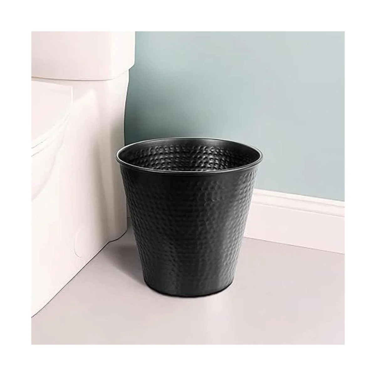 Monarch Abode Basurero de metal martillado a mano negro_2