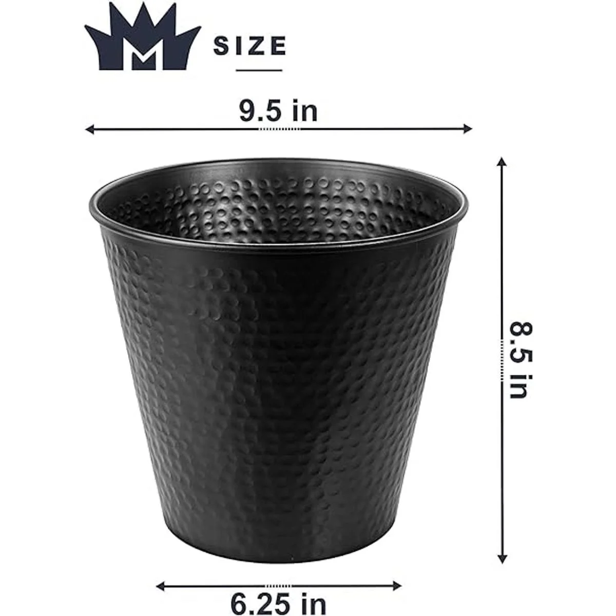 Monarch Abode Basurero de metal martillado a mano negro_6