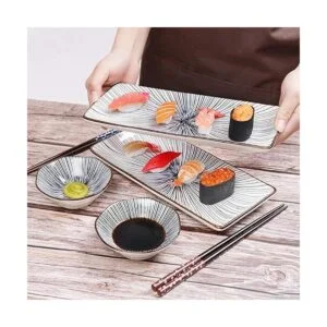 Juego de 6 platos de sushi de cerámica rectangular de 10_4