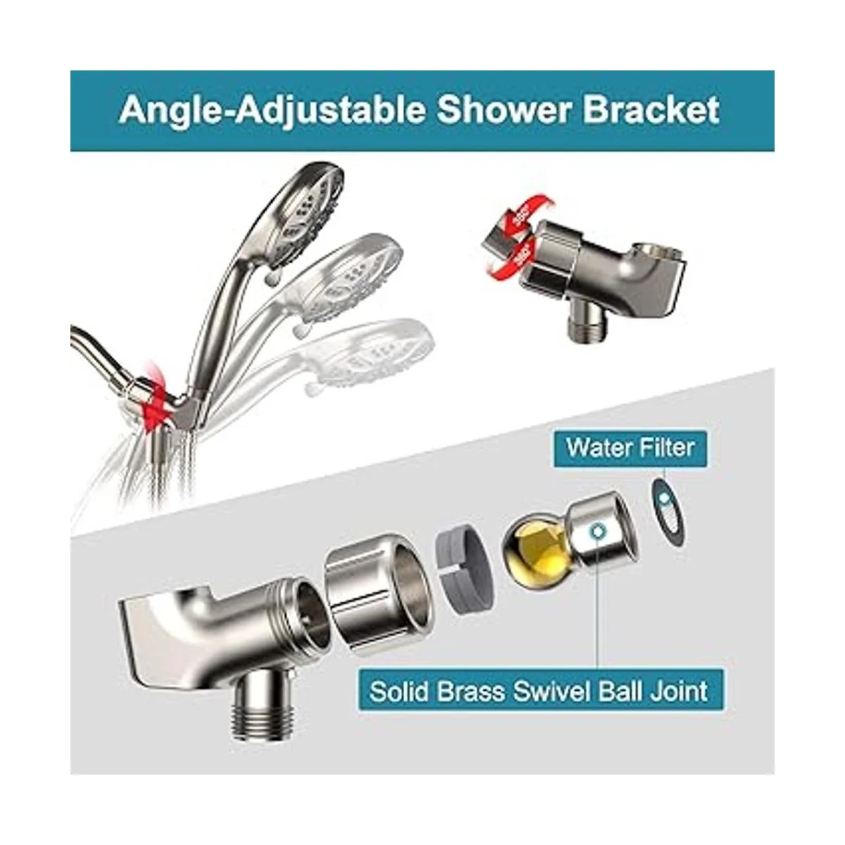 Hopopro Regadera de mano con presión alta 6 ajustes de_3