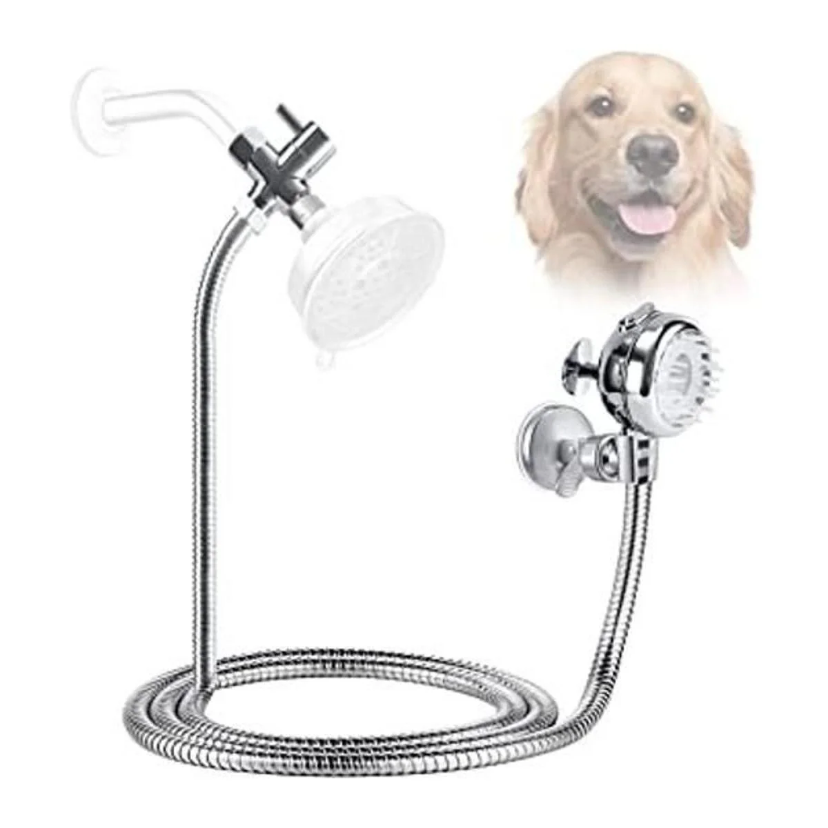 Sneatup Juego de ducha para mascotas con cepillo suave_1