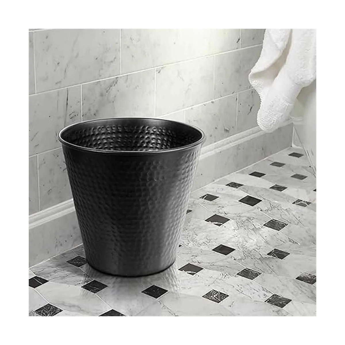 Monarch Abode Basurero de metal martillado a mano negro_3