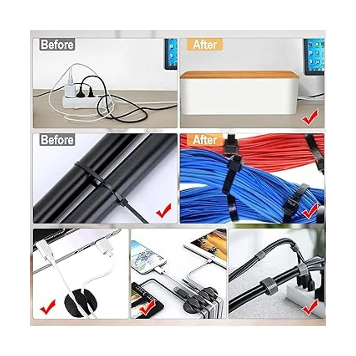 Paquete de 3 cajas de gestión de cables con 141 kit de_6