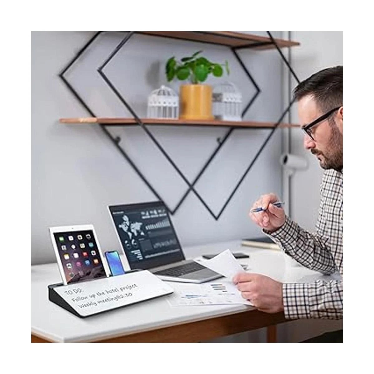 Pizarra blanca de vidrio de escritorio pequeña pizarra de_6