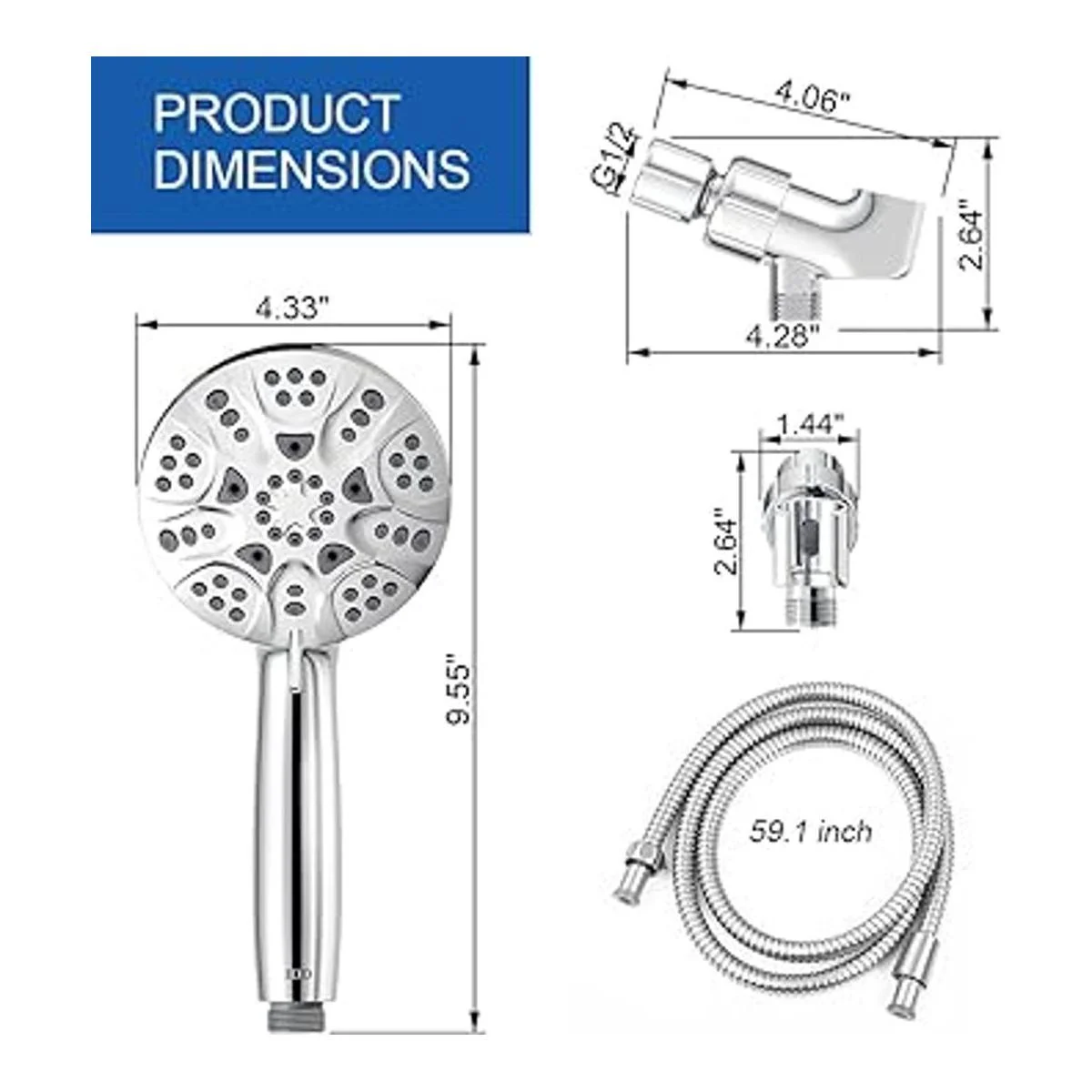 JDO Cabezal de ducha de mano de alta presión cabezal de_5