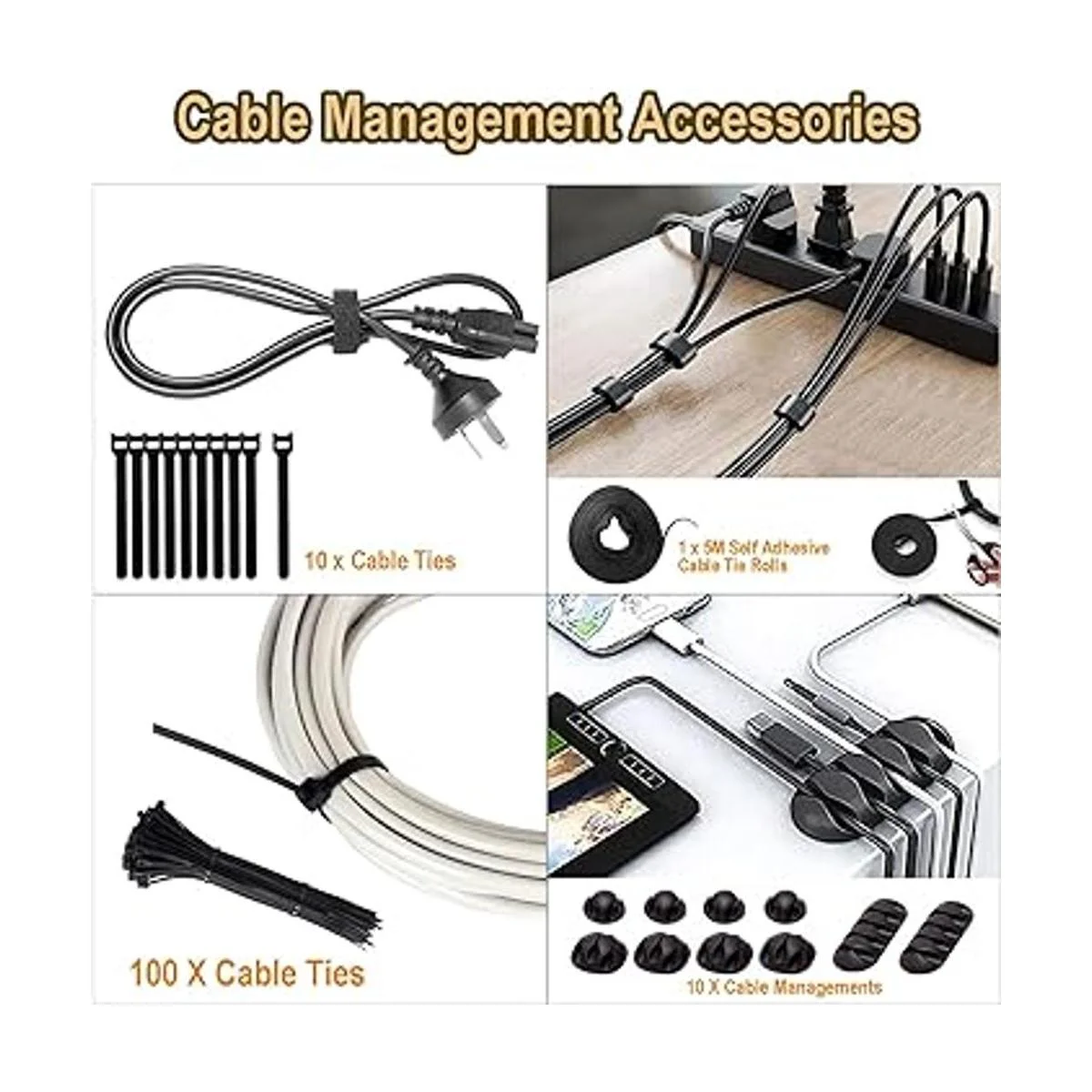 Paquete de 3 cajas de gestión de cables con 141 kit de_5