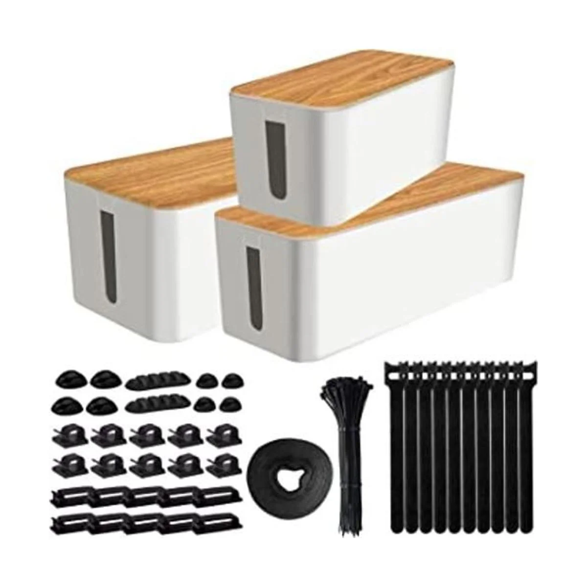 Paquete de 3 cajas de gestión de cables con 141 kit de_1